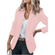 Women's open-front blazer with notched lapels and long sleeves
