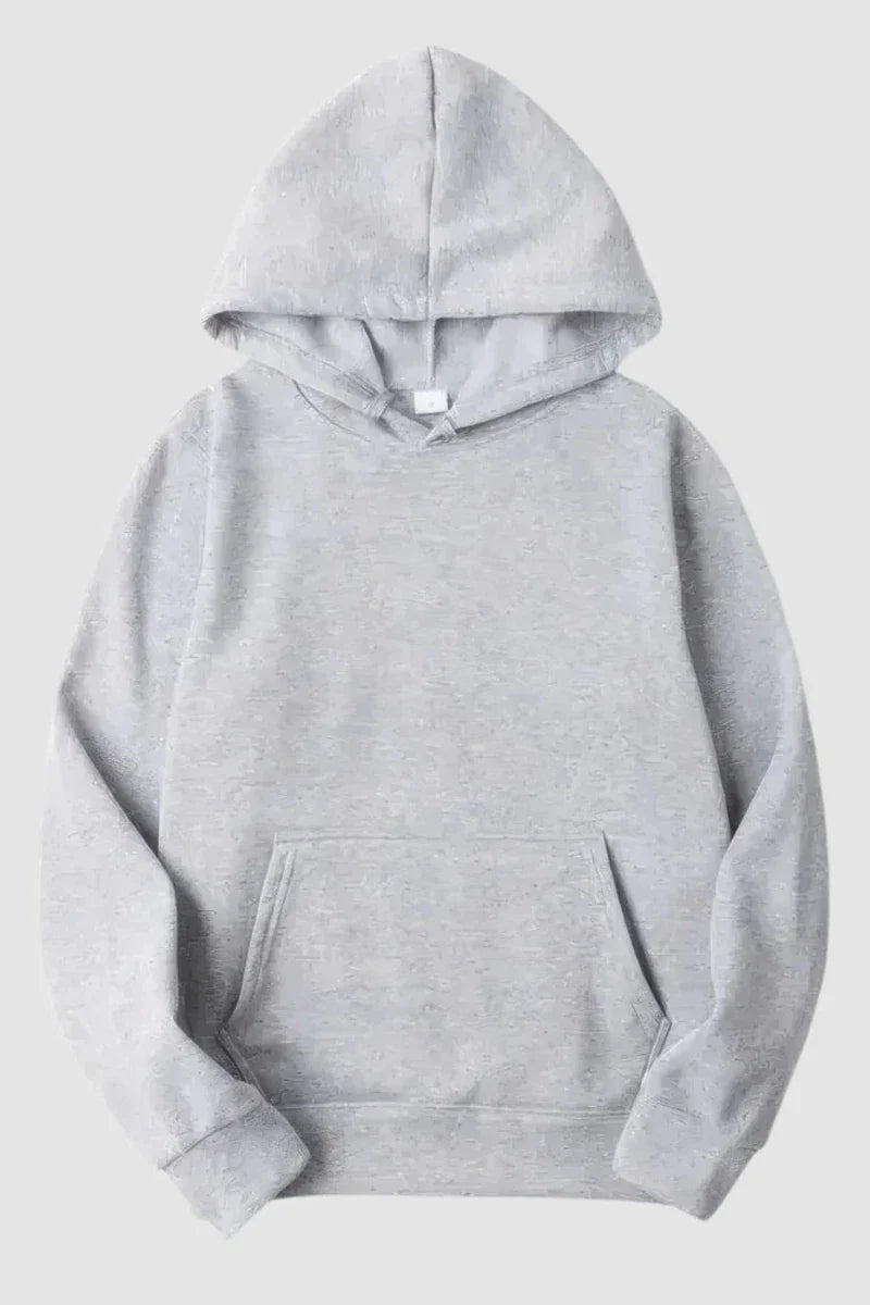 Women's long-sleeve hooded pullover sweatshirt with kangaroo pocket