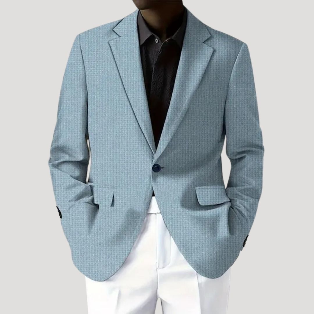 Men's structured casual blazer with notched lapels and flap pockets