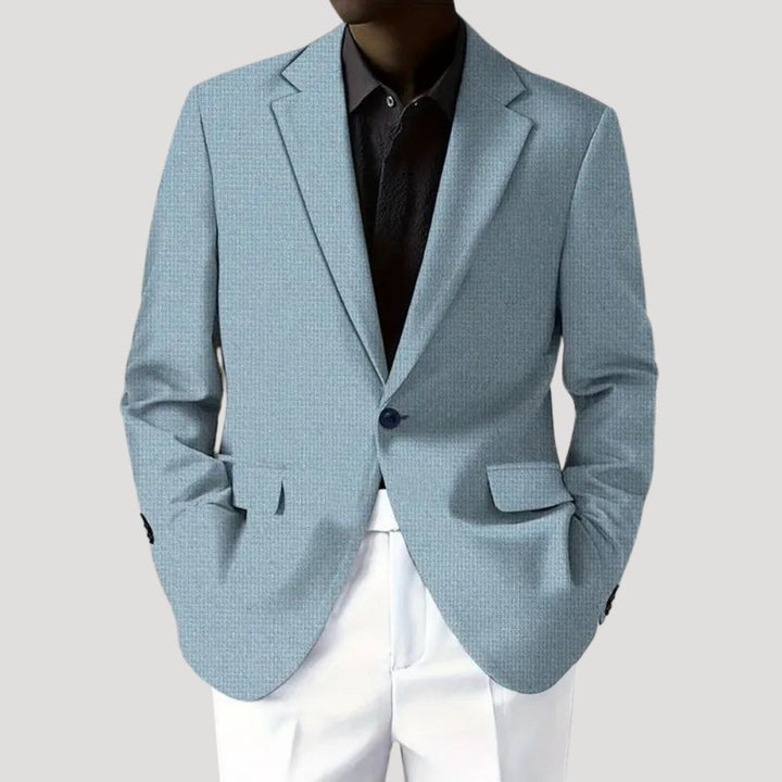 Men's structured casual blazer with notched lapels and flap pockets
