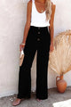 High-Waisted Trousers with Smocked Waist Bottom Collection in Olive Green (Almost Sold Out) - View 3 | Bellmere