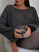 Women's oversized knit pullover with wide sleeves
