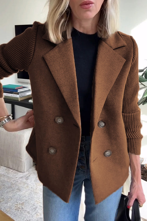 Women's structured blazer with notched lapels and ribbed long sleeves