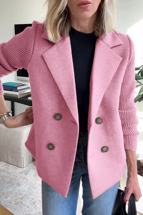 Women's structured blazer with notched lapels and ribbed long sleeves