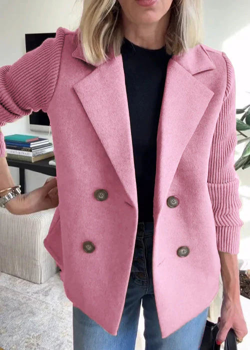 Women's Tailored Mid-Length Coat Jackets in Pink | Bellmere