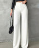 Women's high-waisted wide-leg suit pants with a button waist