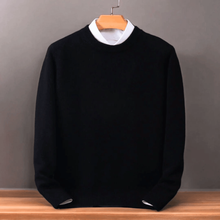Men's oversized plain crew neck sweater with long sleeves and ribbed trims
