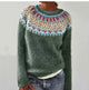 Women's multicolour Fair Isle sweater with boat neckline and long sleeves