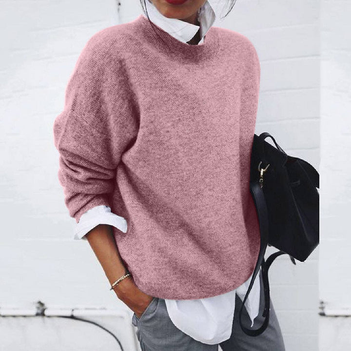 Women's knit cardigan with asymmetric button front and long sleeves