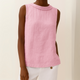 Sleeveless Roll Collar Top in Grey - View 7 | Bellmere