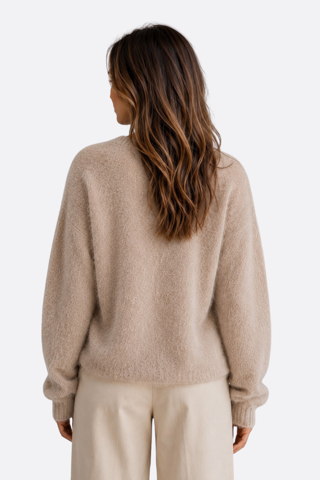 Women's textured V-neck cardigan with long sleeves and button front