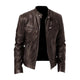 Unisex zip-front biker jacket with stand collar and multiple zipped pockets