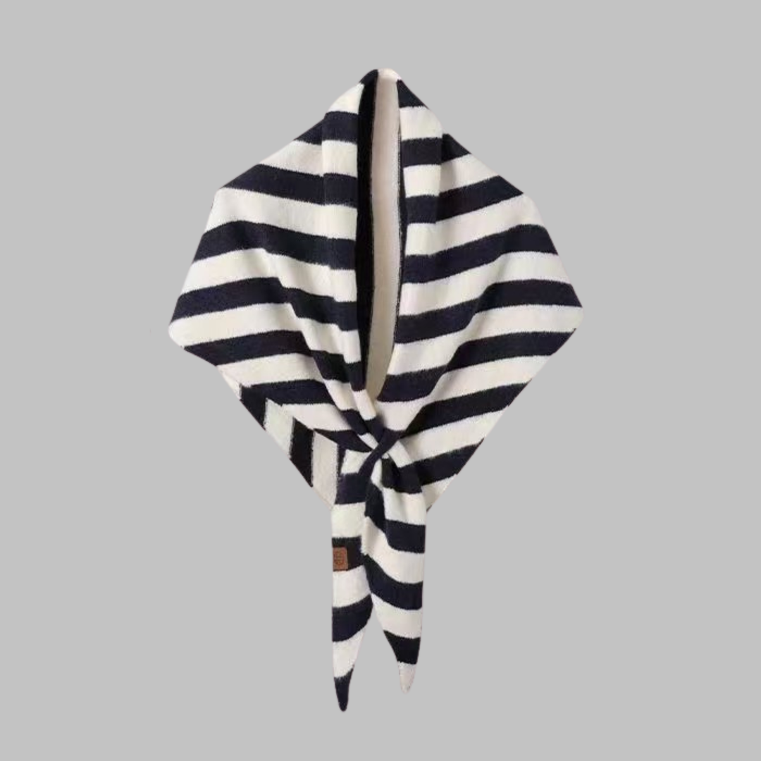 Women's Soft Triangle Shawl in Red Striped - View 3 | Bellmere