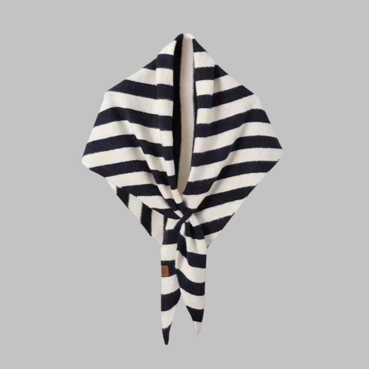 Women's Soft Triangle Shawl in Red Striped - View 3 | Bellmere