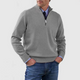 Men's long-sleeve half-zip mock neck sweater with ribbed trims