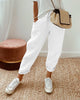 Women's High-Waist Trousers with Side Pockets in Beige - View 4 | Bellmere