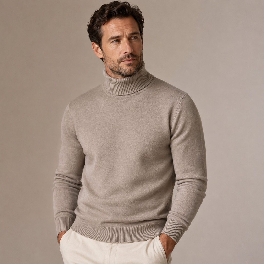 Ribbed turtleneck sweater with long sleeves