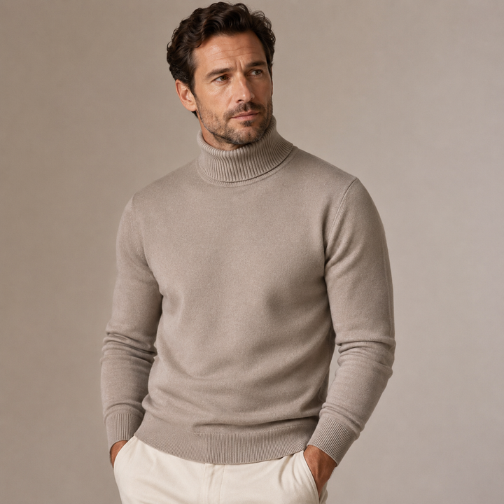 Ribbed turtleneck sweater with long sleeves
