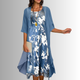 Women's 2-Piece Blouse and Dress Set Kleding & Accessoires in Floral Green - View 2 | Bellmere