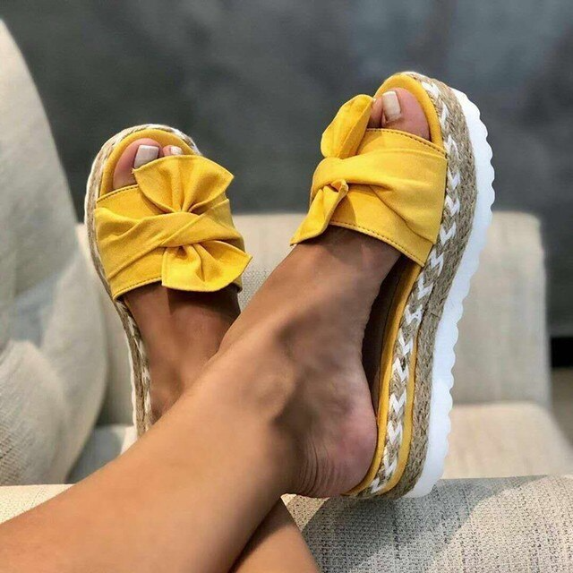Halina | Women's Woven Wedge Heel Sandals with Bow Detail