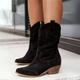 Women's perforated pointed-toe ankle boots with block heel