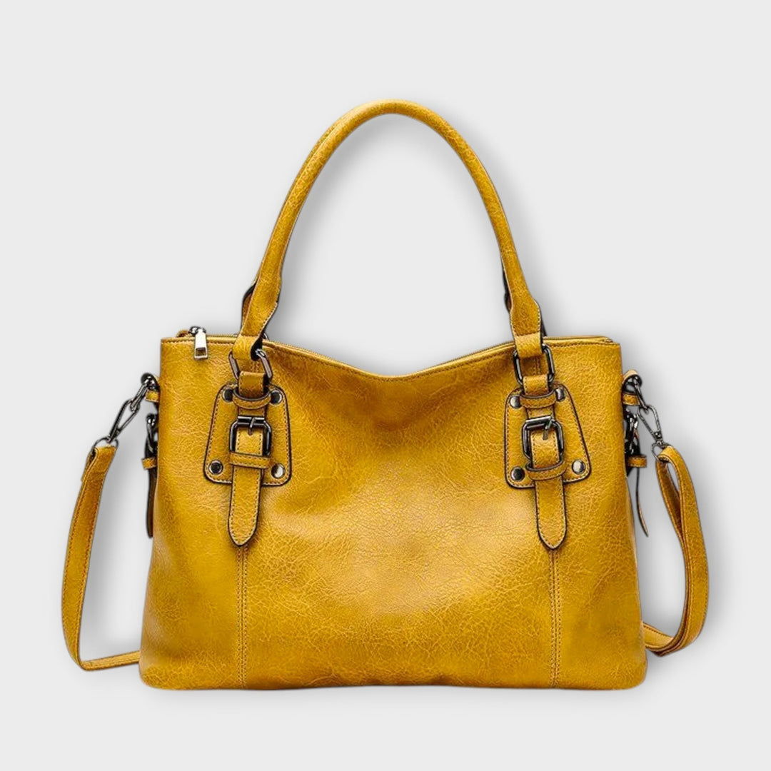 Women's Classic Handbag with Shoulder Strap in Brown - View 5 | Bellmere