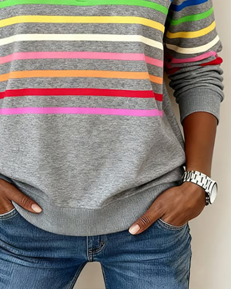 Women's multicoloured striped quarter-zip sweatshirt