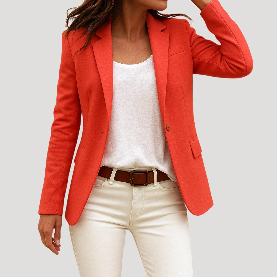 Women's fitted blazer with notched lapels and button front
