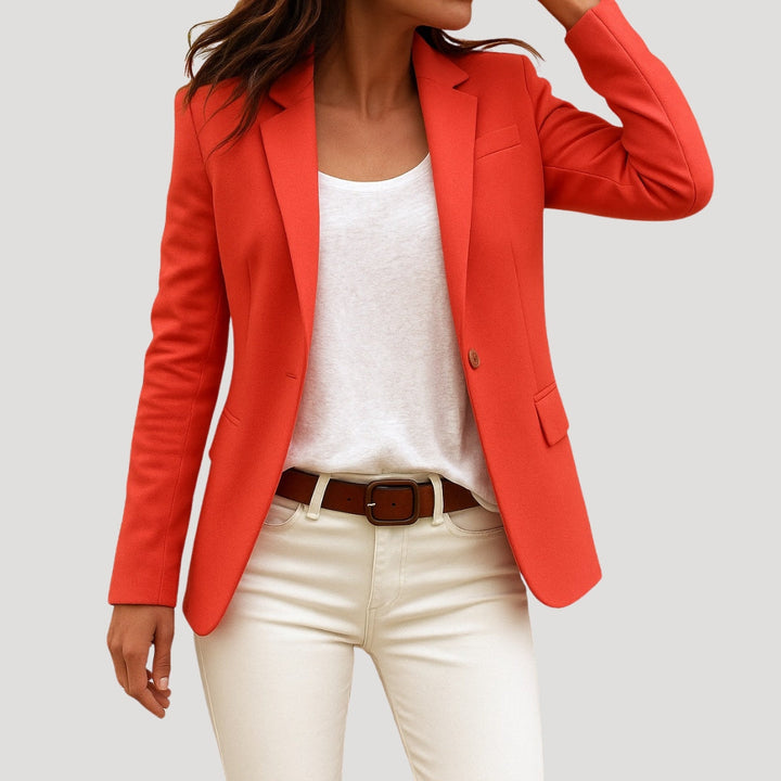 Women's fitted blazer with notched lapels and button front