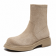 Women's panelled ankle boots with round toe and low heel