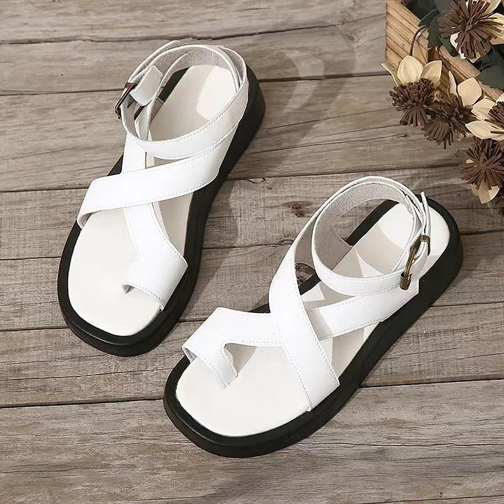 Livia | Women's Platform Sandals with Criss-Cross Straps and Ankle Buckle