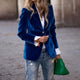Women's tailored blazer with notched lapels, long sleeves and single-button front