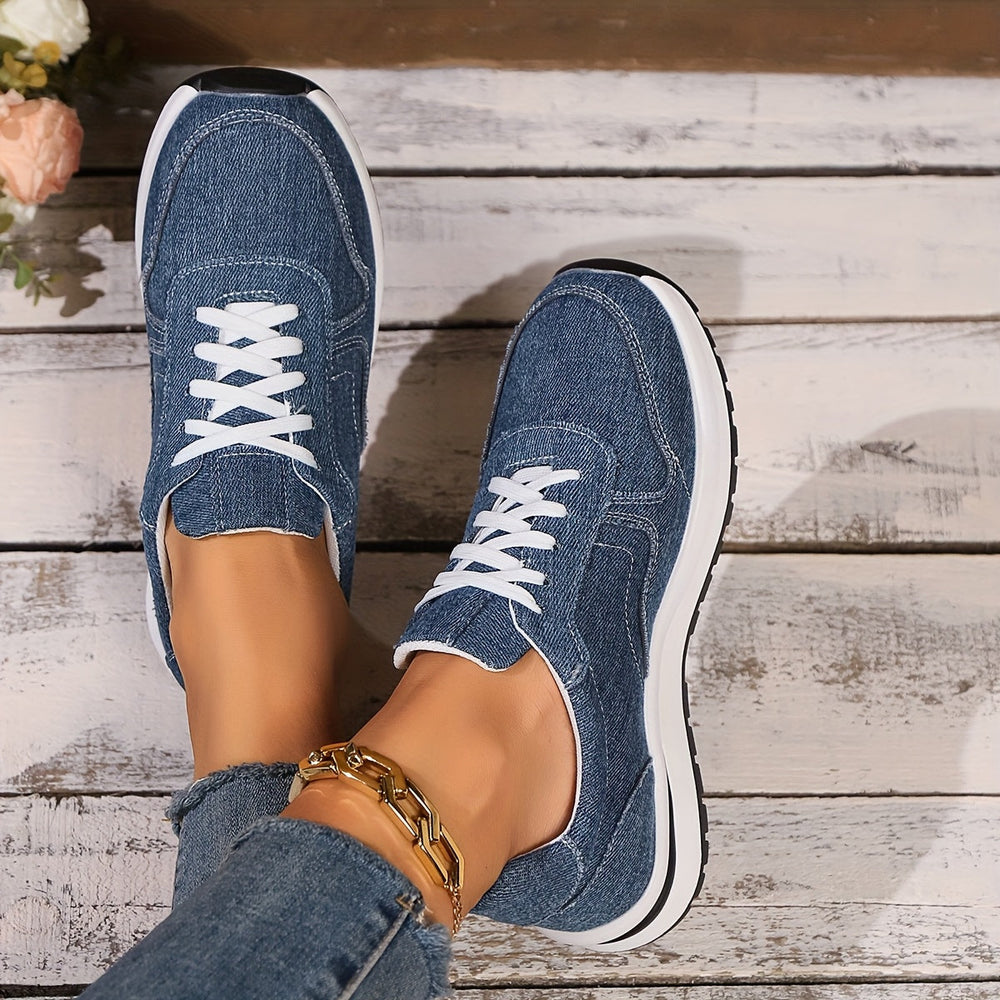 Women's Denim Sneakers in Blue - View 2 | Bellmere