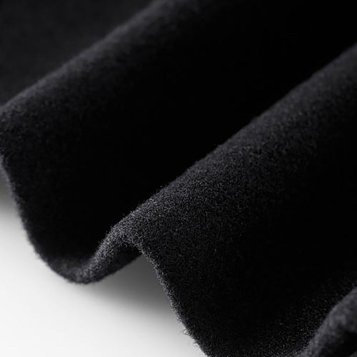 Women's long tailored coat with notched lapels and button front