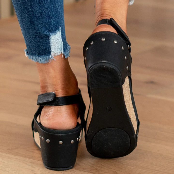 Women's Suede Wedge Sandals in Beige - View 8 | Bellmere