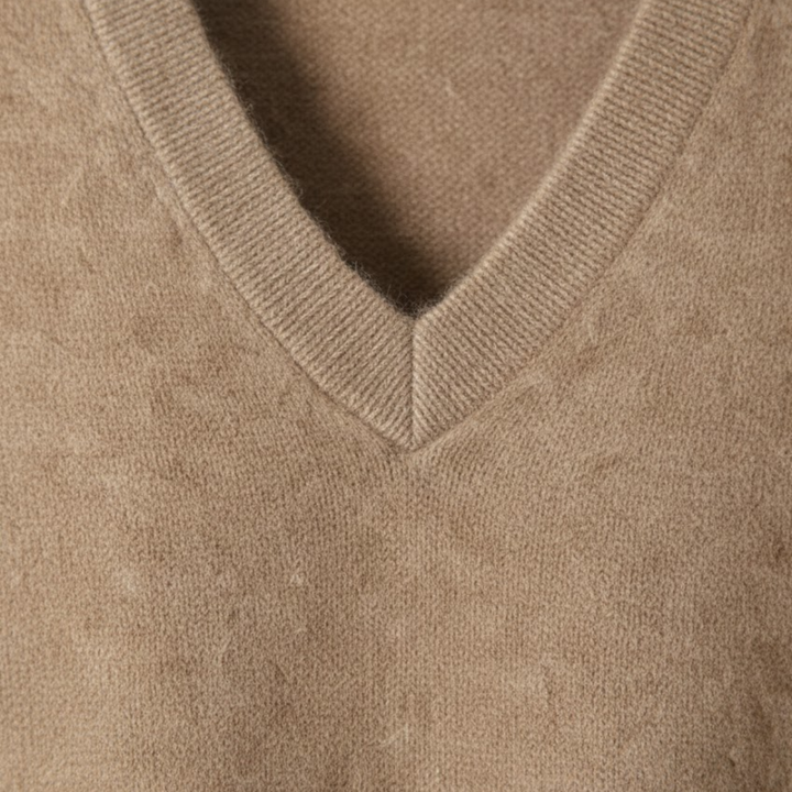 Men's plain sleeveless V-neck sweater vest with ribbed trims
