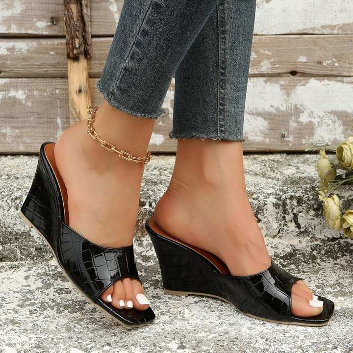 Carole | Women's Monroe Faux Snake Leather Wedges