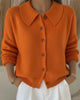 Women's button front collared cardigan with long sleeves