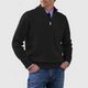 Men's long-sleeve half-zip mock neck sweater with ribbed trims