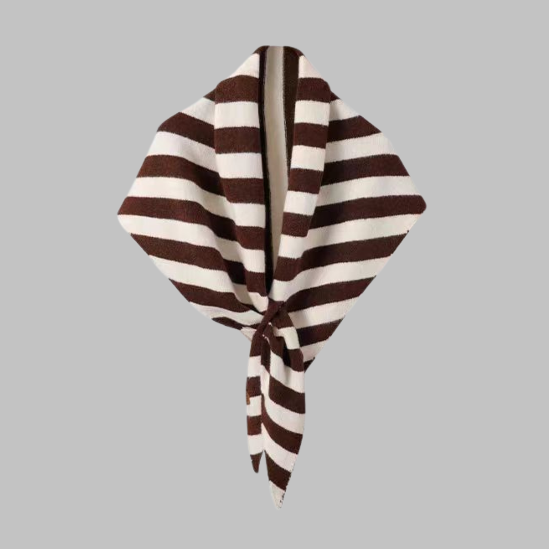Women's Soft Triangle Shawl in Red Striped - View 4 | Bellmere