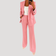 Women's tailored two-piece suit with notched-lapel blazer and straight-leg trousers