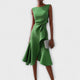 Women's Asymmetric Draped Midi Dress in Red - View 6 | Bellmere
