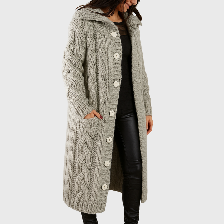 Women's Elegant Cosy Coat in Blue - View 4 | Bellmere