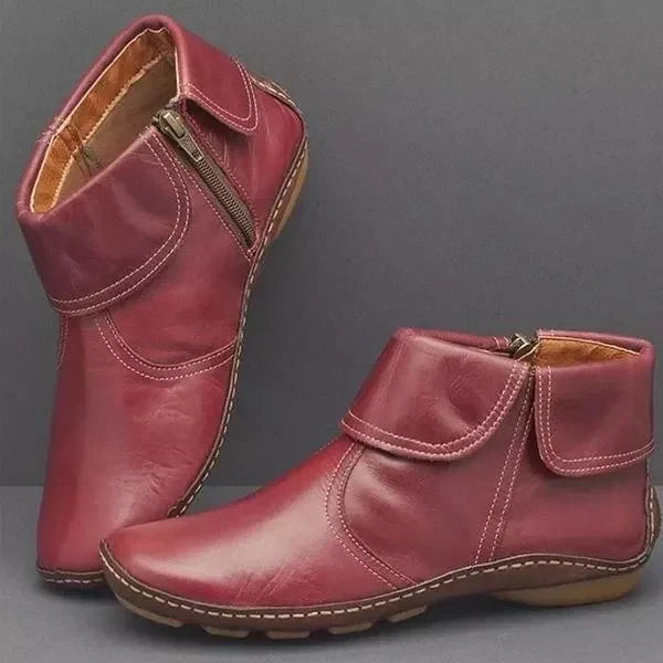 Women's Classic Non-Slip Ankle Boots in Red | Bellmere