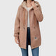 Women's longline hooded fleece jacket with full zip front