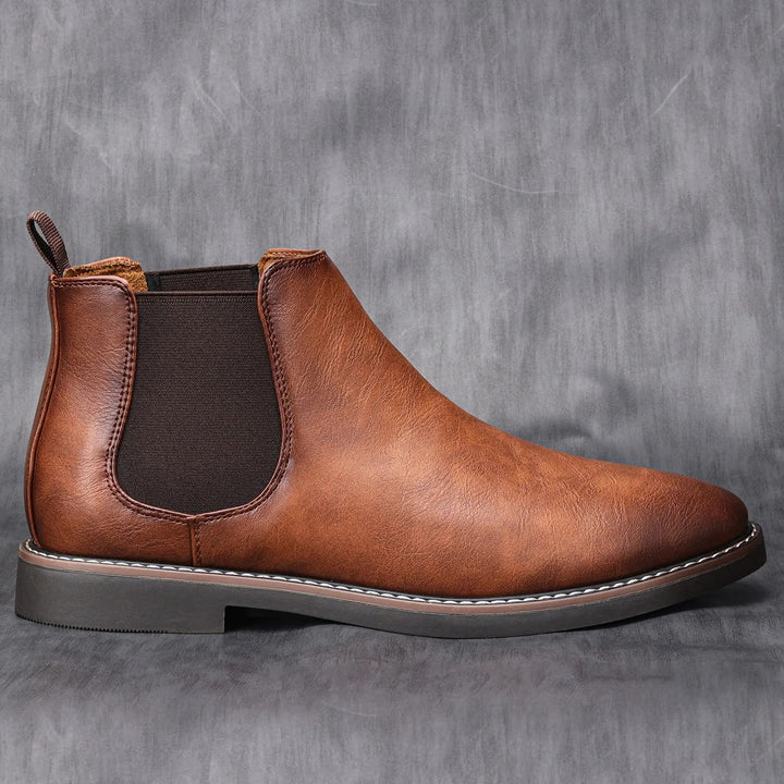 Men's Chelsea ankle boots with elastic side panels and pull tabs