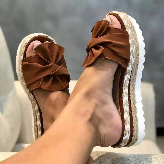 Halina | Women's Woven Wedge Heel Sandals with Bow Detail