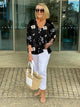 Women's Floral Blouse in Blue - View 5 | Bellmere