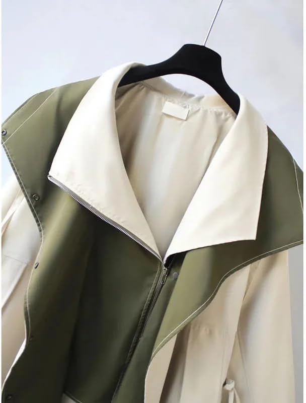 Women's color block windbreaker jacket with layered collar and long sleeves