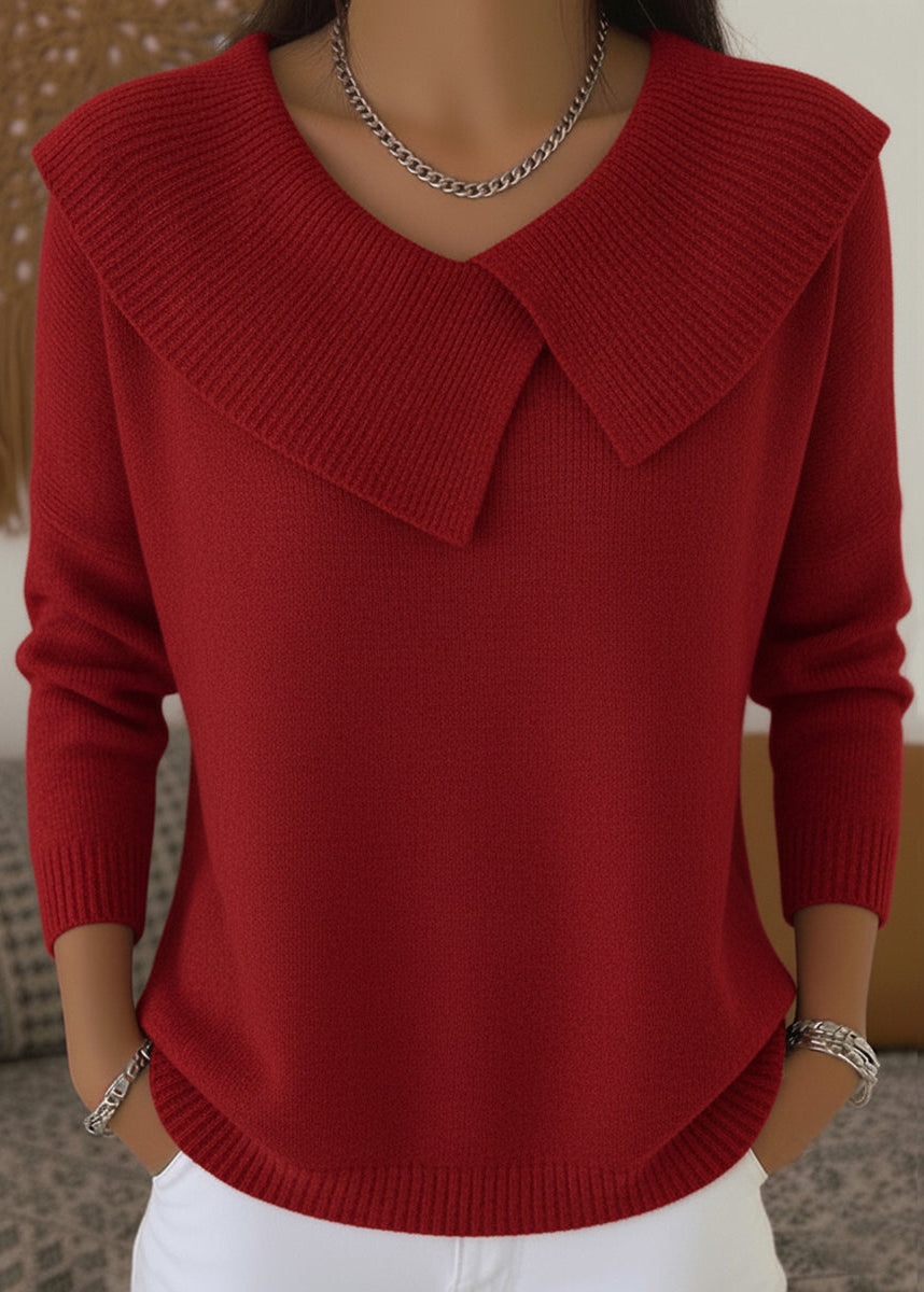 Women's wide lapel sweater with long sleeves